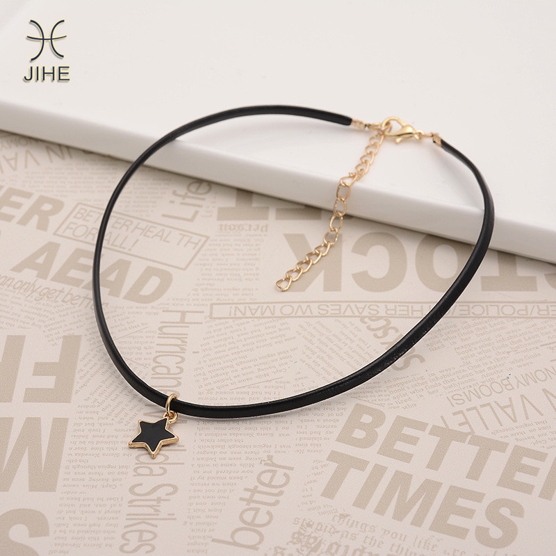 Vòng Cổ Choker Da Mặt Ngôi Sao Đơn Giản Thời Trang Hàn Quốc