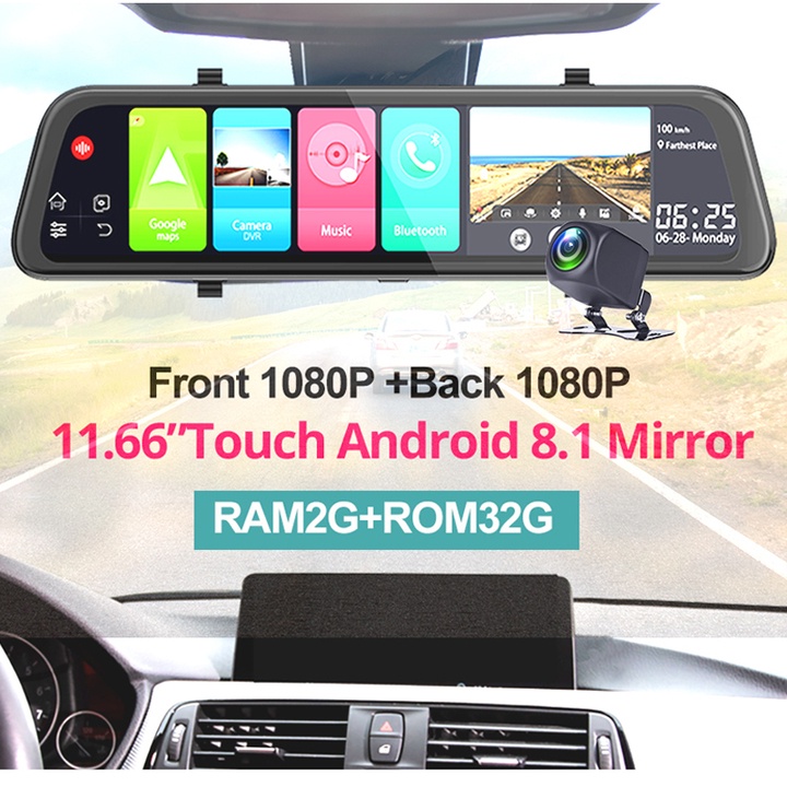 Camera hành trình lắp gương ô tô cao cấp, thương hiệu Whexune - D50: 4G, Wifi, 12 inch (Bảo hành: 12 tháng Chính Hãng)