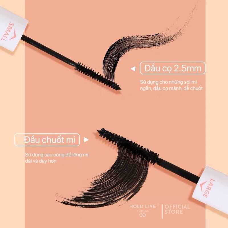 [Có sẵn] Chuốt mi 2 đầu Hold Live Mascara Magic Double Head dài mi cong mi tự nhiên chống lem HL493