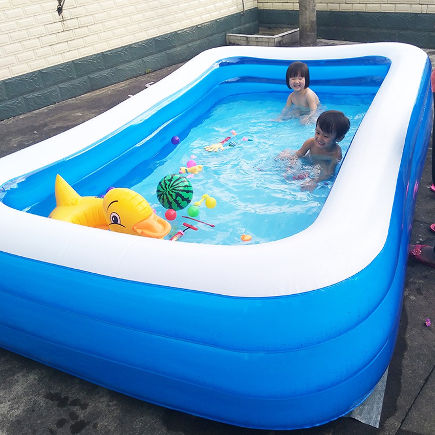 Bể Bơi Phao Cho Bé 262*160*60cm, Bể Bơi Phao Gia Đình 3 Tầng Swimming Pool Kèm Bơm Điện (tặng keo và 2 miếng dán)