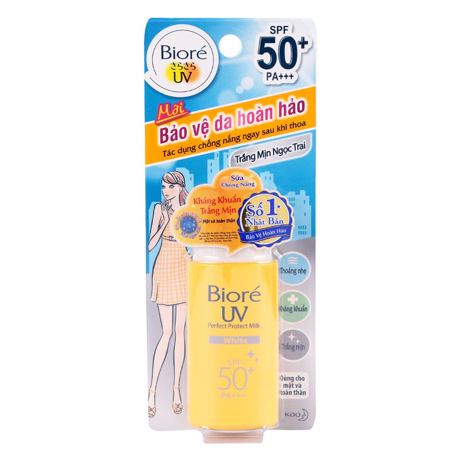 Sữa Chống Nắng Bảo Vệ Da Hoàn Hảo Trắng Mịn Ngọc Trai Biore SPF50 25ml cho mặt và body