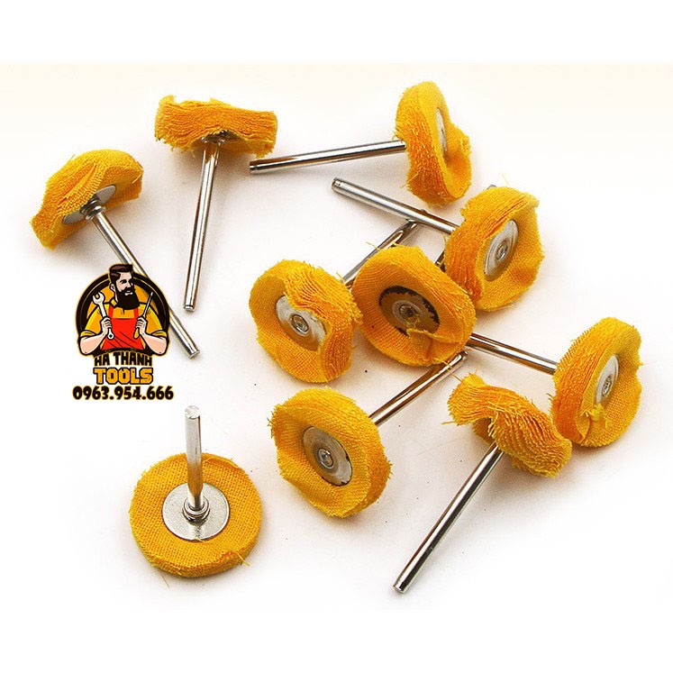 Bộ 10 vải len đánh bóng đa năng chân cán 3ly dùng cho máy khoan mài khắc mini