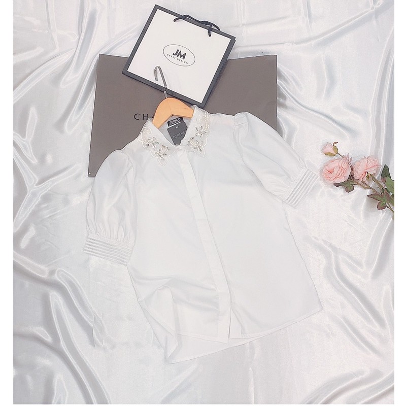 [Mã FASHIONWM19 hoàn 15% tối đa 30k xu đơn 150k] BÁN SỈ ÁO SƠ MI CỔ REN ĐÁ MÀU TRẮNG CHO NỮ | BigBuy360 - bigbuy360.vn