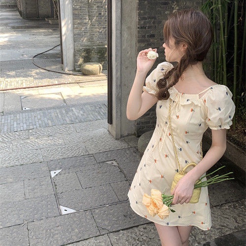 COZOK Đầm Hoa Ngắn Tay Thời Trang Xinh Xắn Dành Cho Nữ