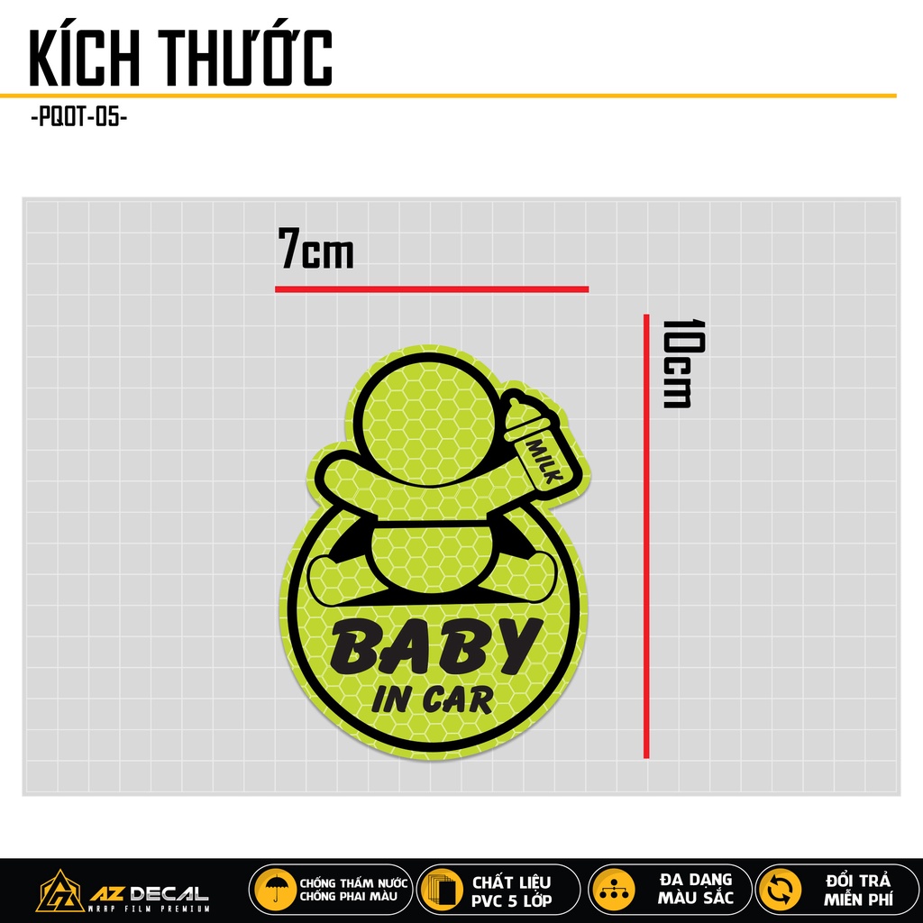 Tem Phản Quang Ô Tô Baby In Car | PQOT-05 | Decal Dán Kính Sau Kính Lái Cửa Sau Cửa Trước Xe Hơi Oto Taxi ...