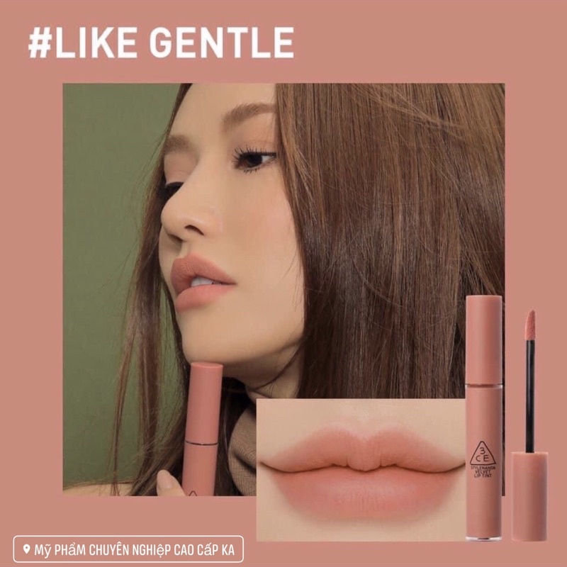 Son 3CE Velvet Lip Tint Like Gentle hồng nude be