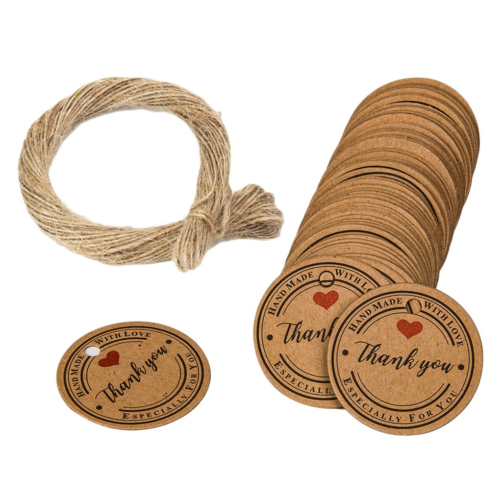 Set 61 100 Thẻ Đánh Dấu Trang Trí Quà Tặng In Chữ Thank You DIY