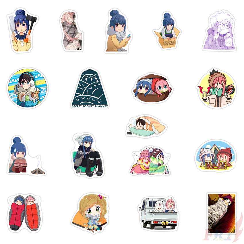 Set 50 hình dán phong cách Yuru Camp - Series 02 trang trí sổ tay máy tính ván trượt đa dụng