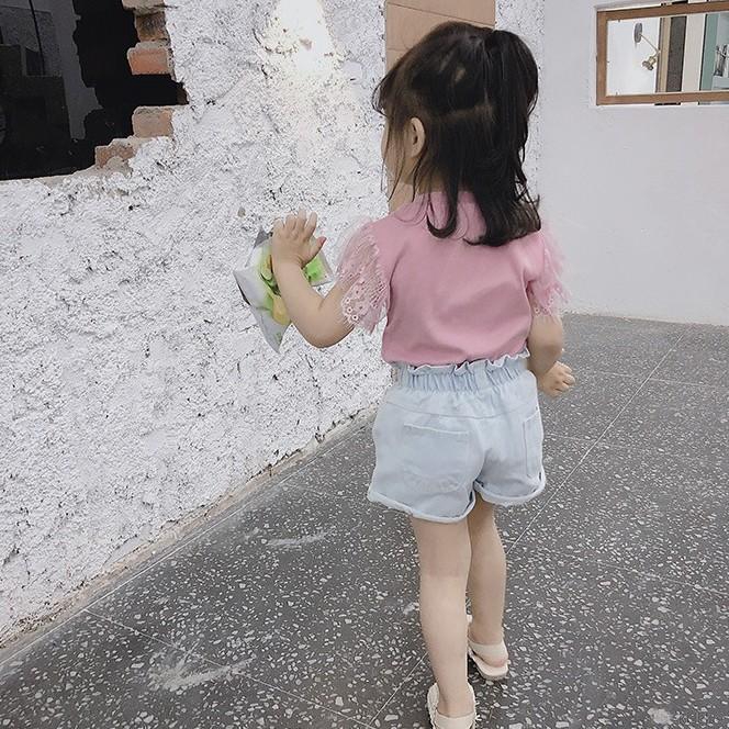 Áo Thun Không Tay Ren Hoa Phong Cách Hàn Quốc Cho Bé Gái