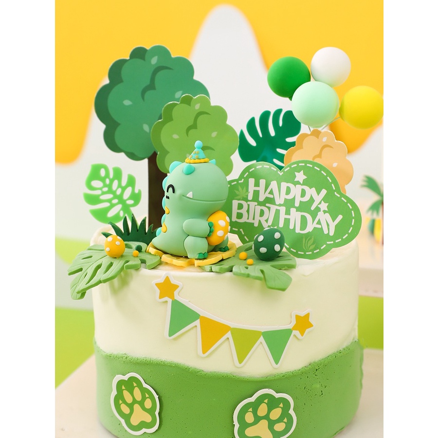 Trang trí khủng long xanh béo ôm trứng