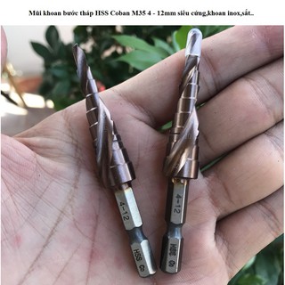 Mũi khoan bước tháp HSS Coban M35 4 - 12mm siêu cứng,khoan inox,sắt