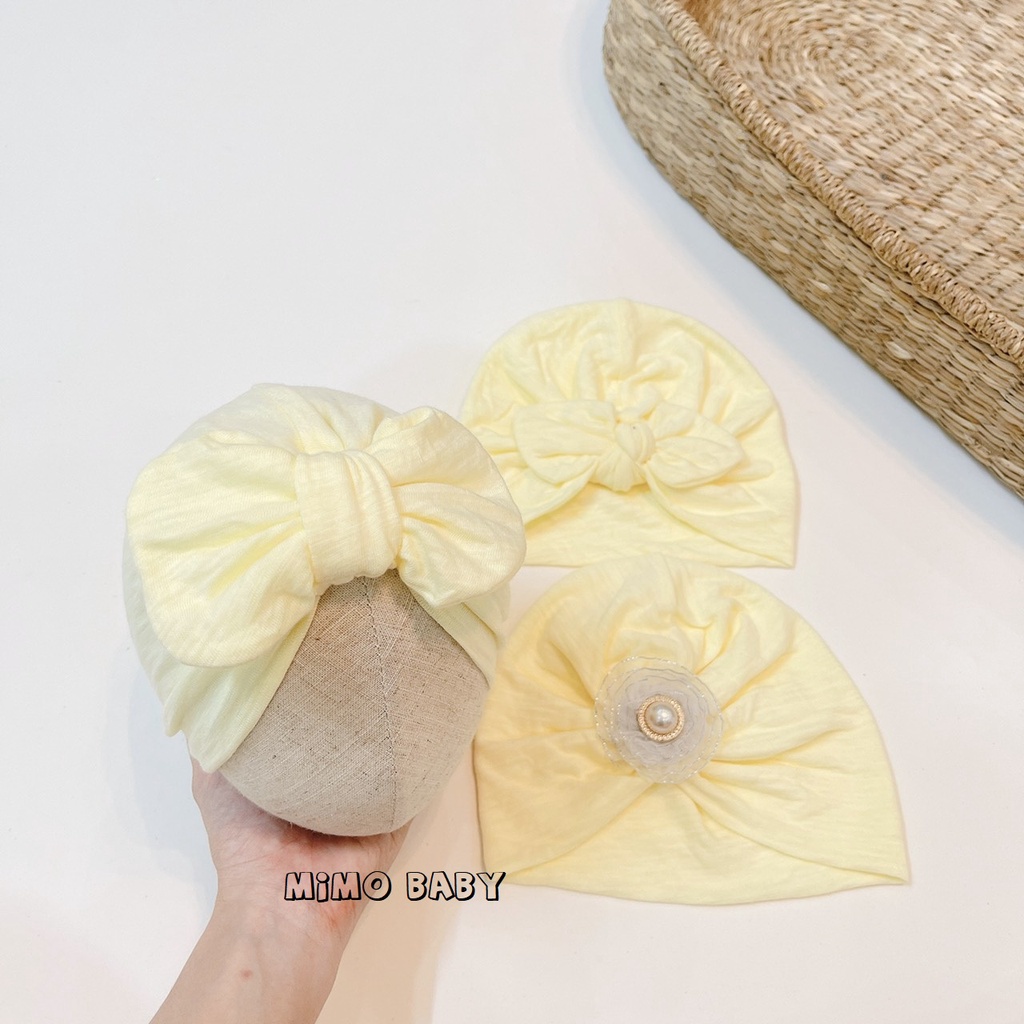 Mũ nón turban đáng yêu cho bé bé gái màu trơn (4-8kg) Mimo baby