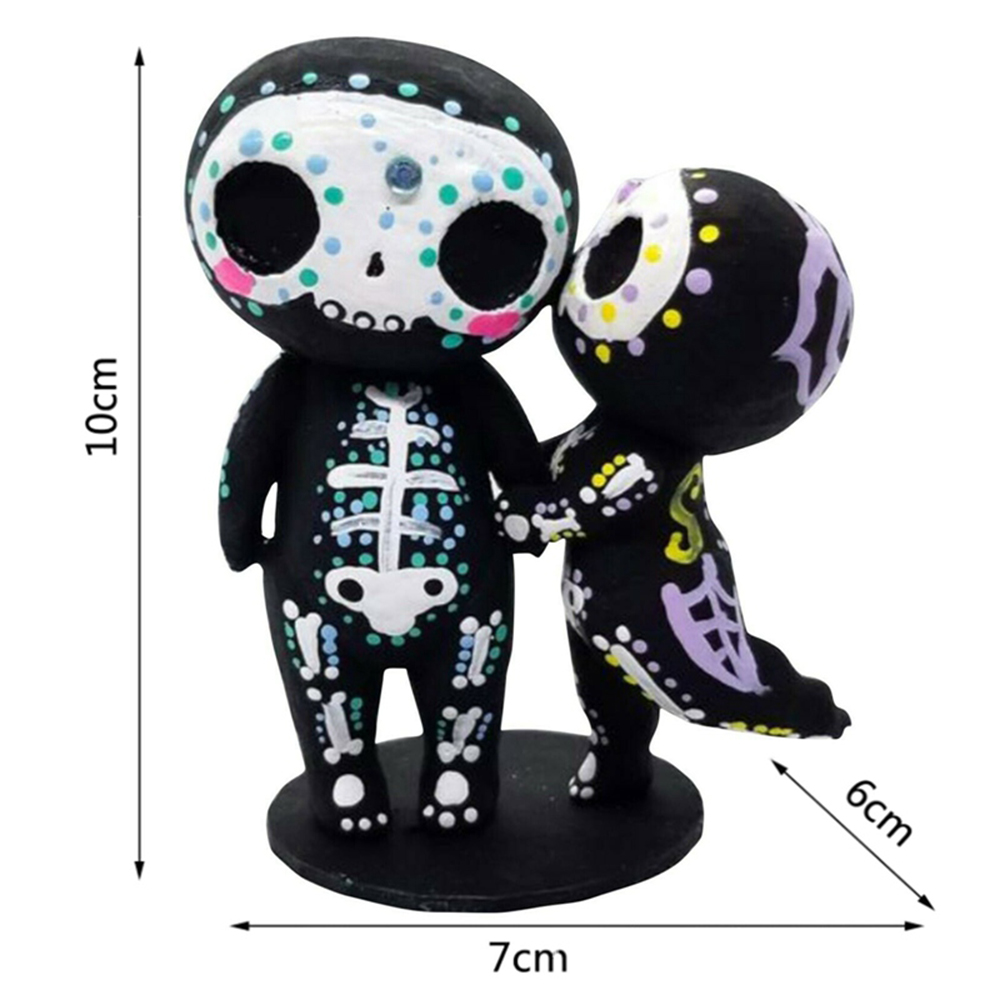 QINJUE Ornaments Skull Couple Statue Home Desk Resin Doll Lover Gothic Sculpture Decorations Skeleton Couple Figurine Collectible Cartoon Crafts