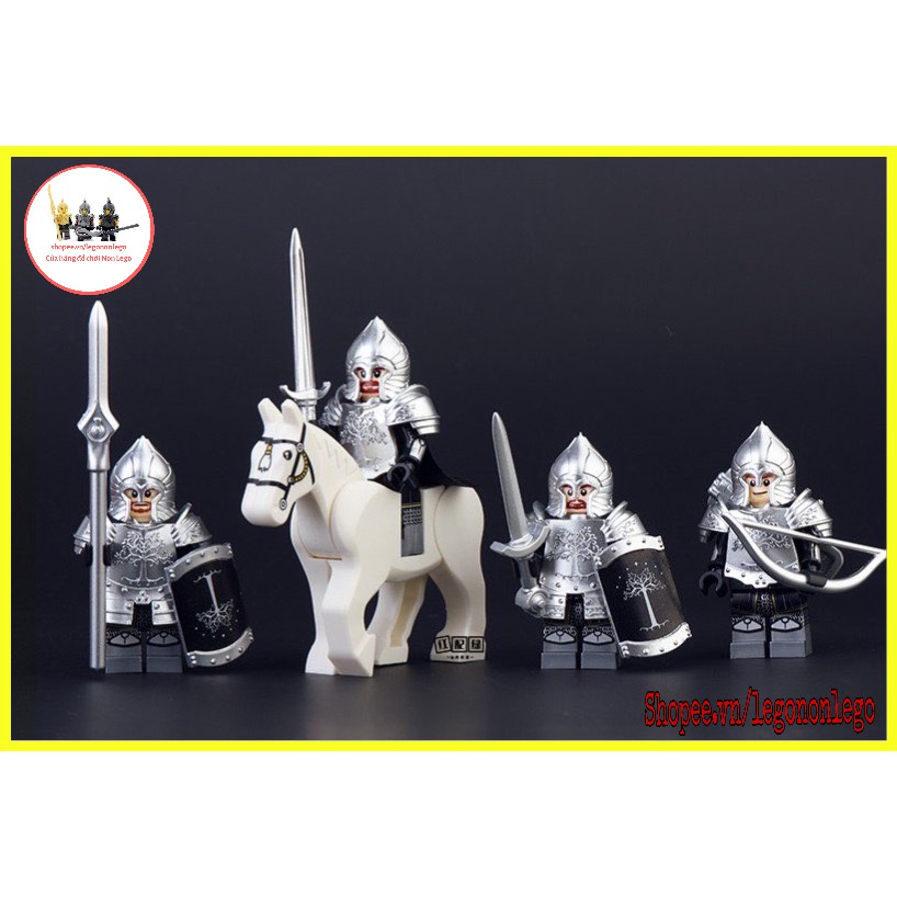 Minifigure quân đội lính Gordon trung cổ non Lego Lord of the Rings giáp bạc KT1015