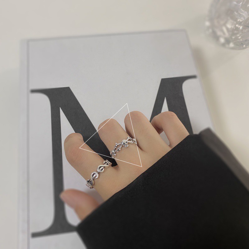 Nhẫn hở hình đầu lâu chữ s cá tính thời trang dễ phối đồ 191116