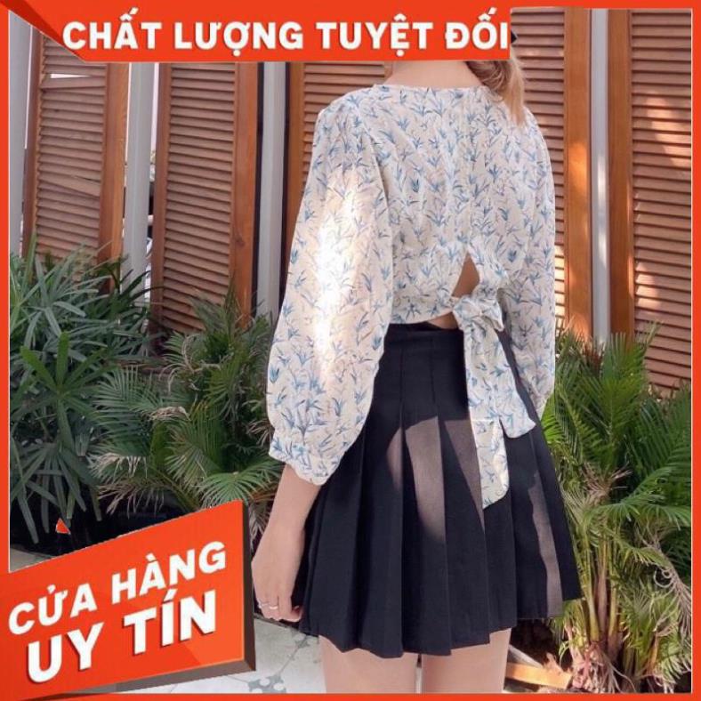 Áo croptop hoa nhí cột nơ lưng ྇