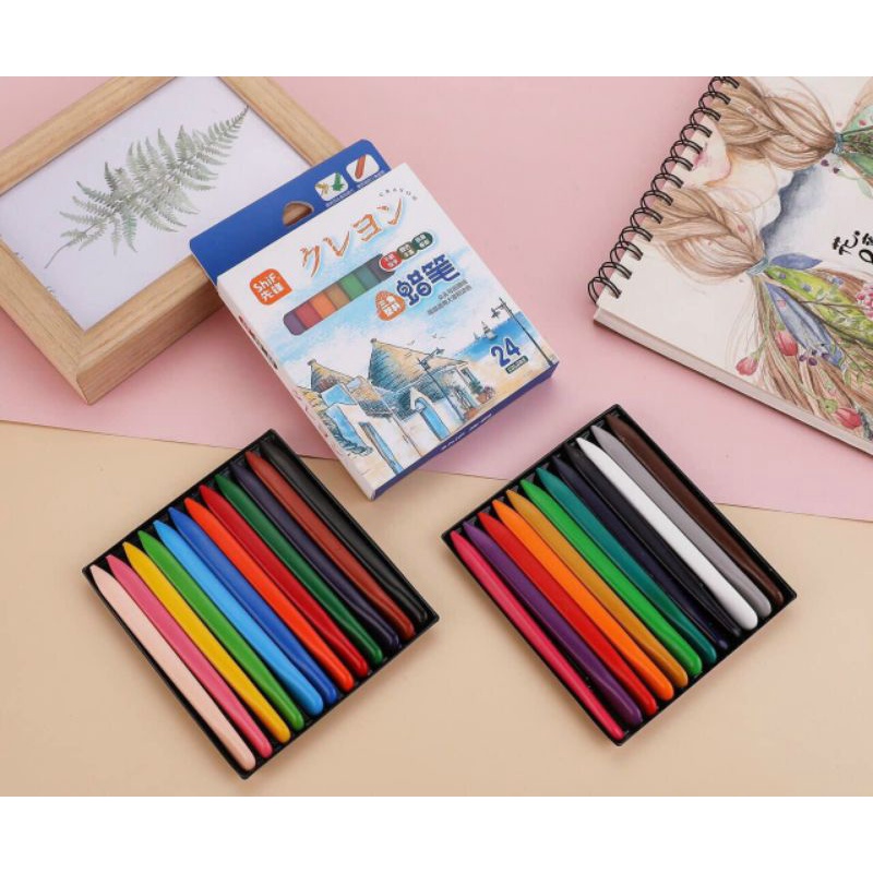 Màu hữu cơ 24 cây không lem tay an toàn cho bé tô vẽ