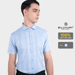Áo sơ mi nam ngắn tay Biluxury 4SMCC006XAH kẻ caro chìm vải siêu mịn thân thiện với làn da