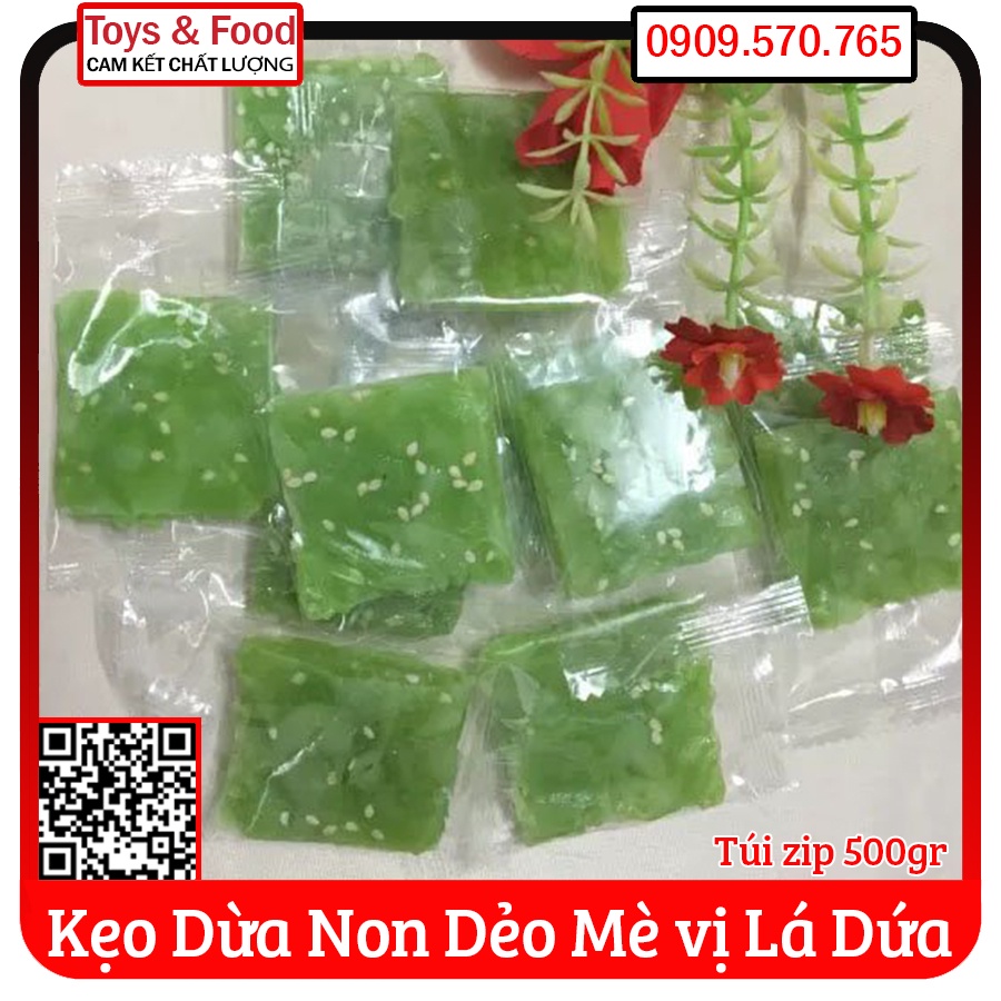 Kẹo Dừa Non Dẻo Mè vị Lá Dứa