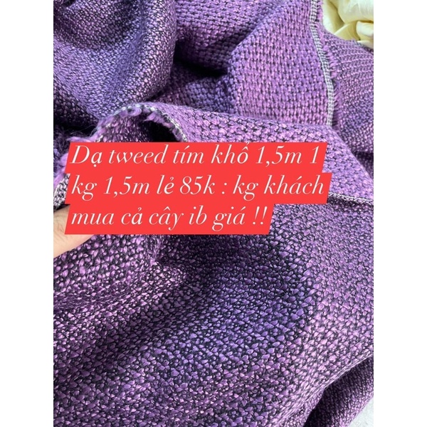 vải dạ tweed màu tím may áo khoác chân váy