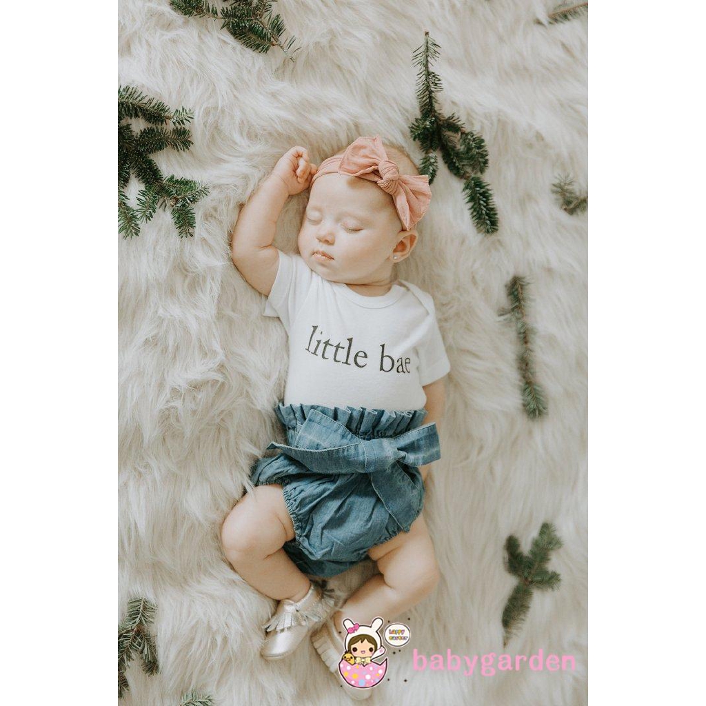 Set áo liền quần ngắn tay + Quần short jeans dễ thương cho bé gái