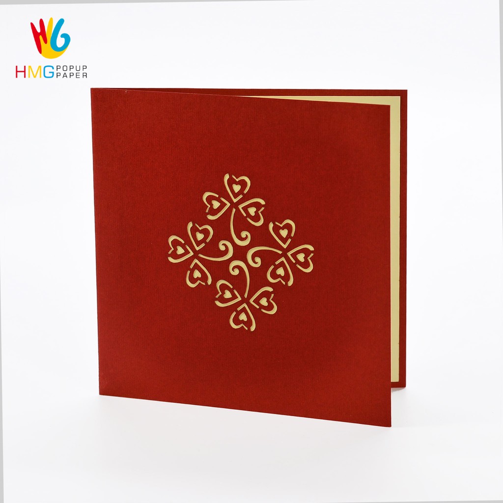 Thiệp Tình Yêu 3D HMG Handmade Love Pop-up Card Dành Tặng Các Dịp Lễ, Ngày Quan Trọn, size 12x12cm