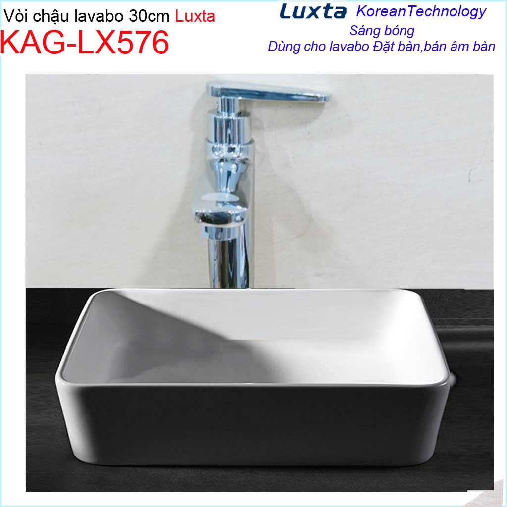 Vòi lavabo lạnh Luxta, Vòi chậu rửa cao 30cm, vòi lạnh lavabo đặt bàn KAG-LX576