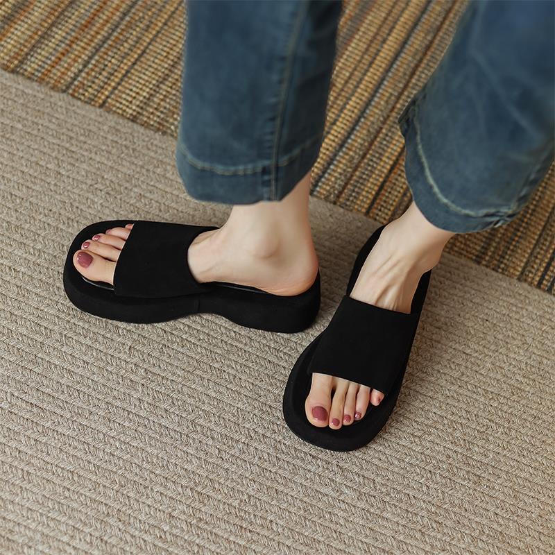 Giày Sandal Đế Mềm Bằng Da Thật Phong Cách Pháp Thời Trang