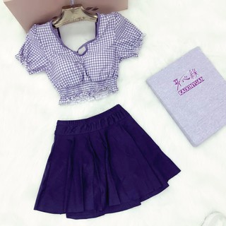 Có sẵn set đồ bơi nữ kẻ caro 2019
