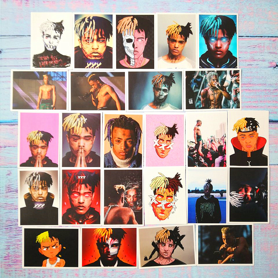 Bộ 25 sticker kiểu áp phích mini hình Rapper XXXTentacion trang trí vali hành lý/laptop/ván trượt