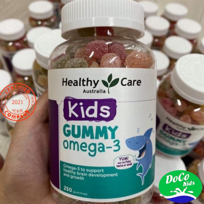 Kẹo dẻo Gummy Omega3 Úc Healthy Care, Bổ sung Omega 3 cho bé , Lọ 250 viên (Mẫu mới)