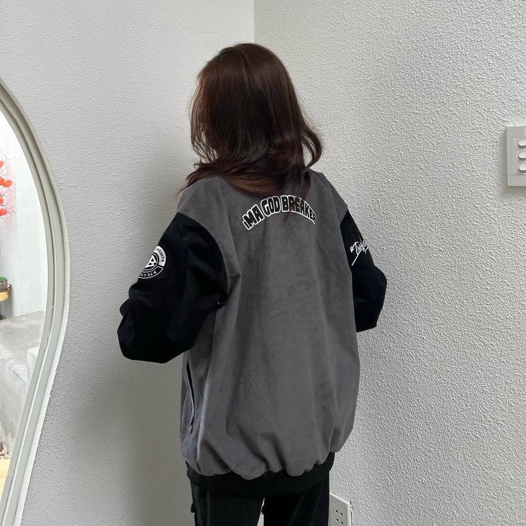 Áo Khoác Bomber Đen Xám Local Brand iMA God Breaker