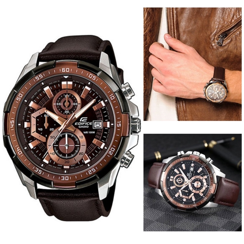 Đồng Hồ Casio | Edifice EFR-539L-5AVUDF | Nam | Dây Da Màu Nâu | Chống Nước 100M