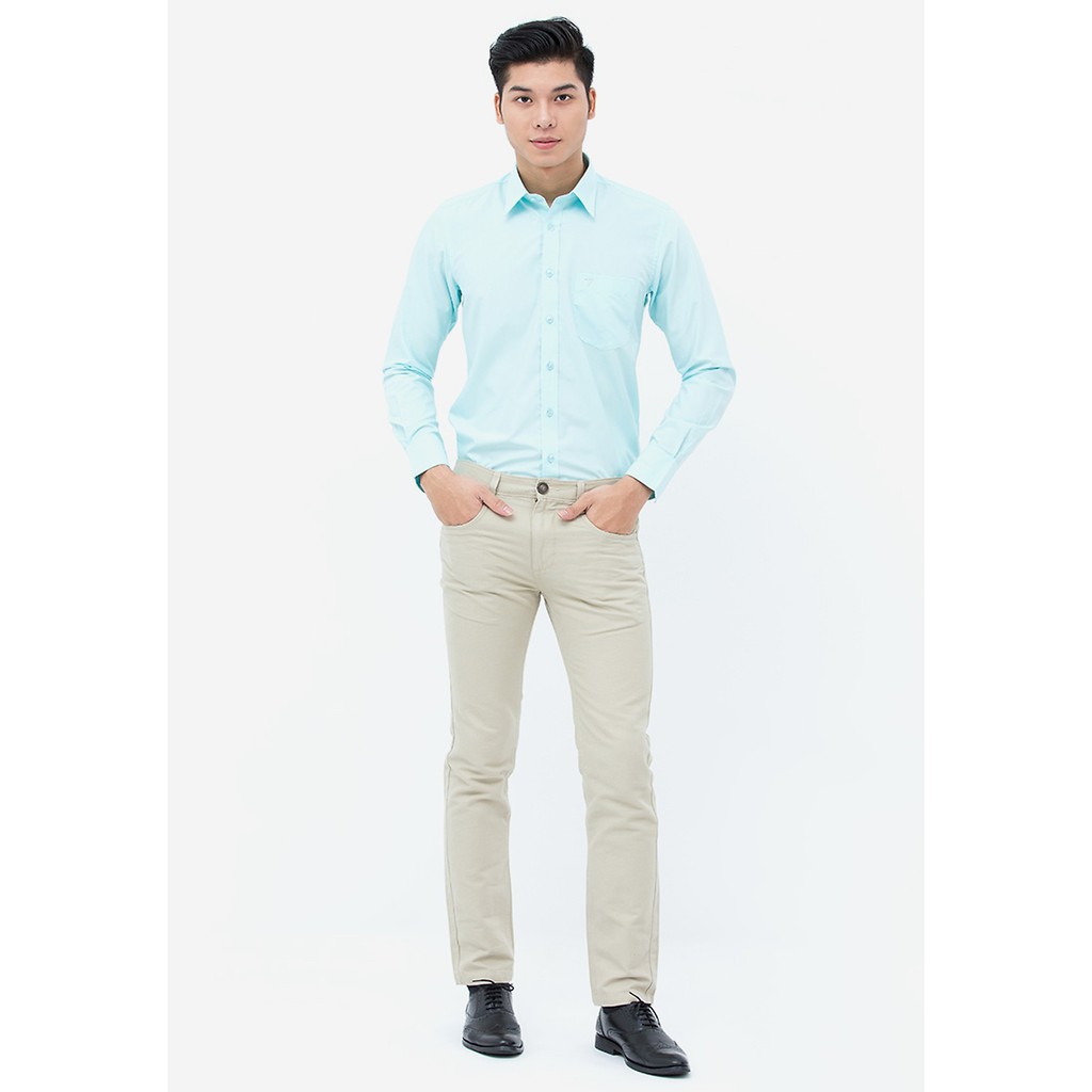 Áo sơ mi dài tay trơn màu dáng Slim Fit Vĩnh Tiến