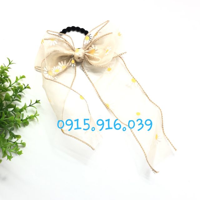 Cột tóc nơ voan bông cúc, Cột tóc nơ hoa cúc