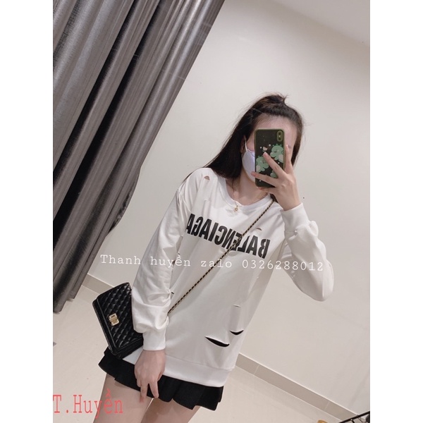 [ FREESHIP ] Áo Nỉ Balen Rách Dài Tay Mới về Siêu Hót UNISEX