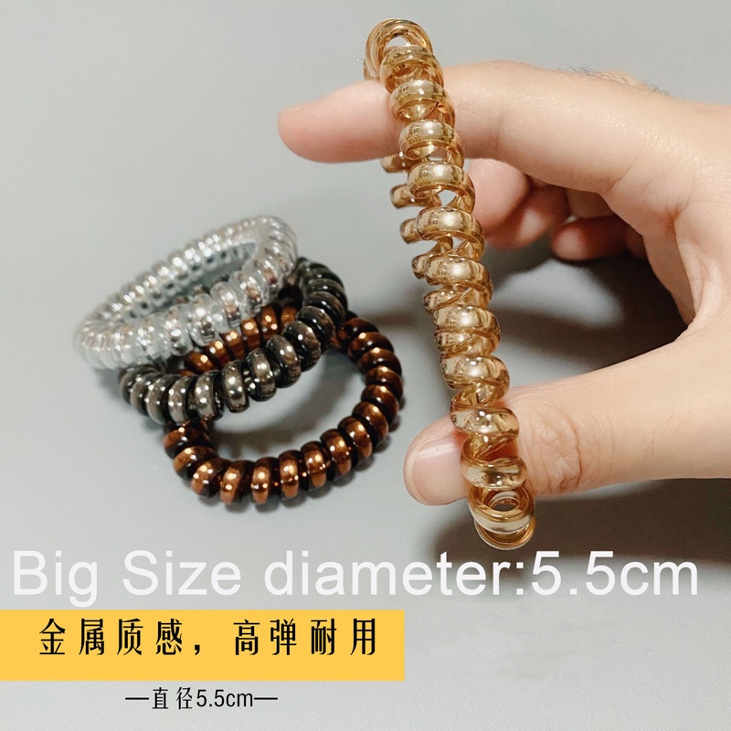 Dây Buộc Tóc Cao Su Co Giãn Kiểu Dây Điện Thoại Bàn Cho Nữ