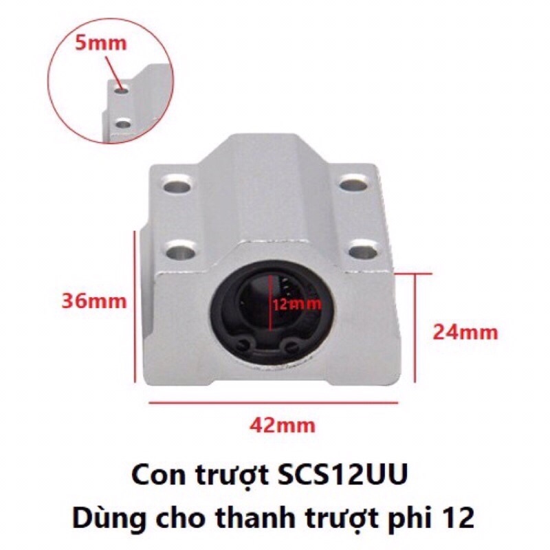 CON TRƯỢT TRÒN SCS8UU, SCS10UU, SCS12UU, SCS20UU cho máy in 3D CNC