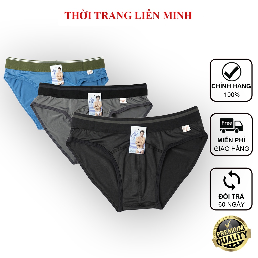 Combo 3 Quần Lót Nam CITYMEN Lưng Sọc Cao Cấp Vải Thun Lạnh Mịn Mát Cực Thấm Hút Xì Sịp Tam GIác - (Giao Màu Ngẫu Nhiên)