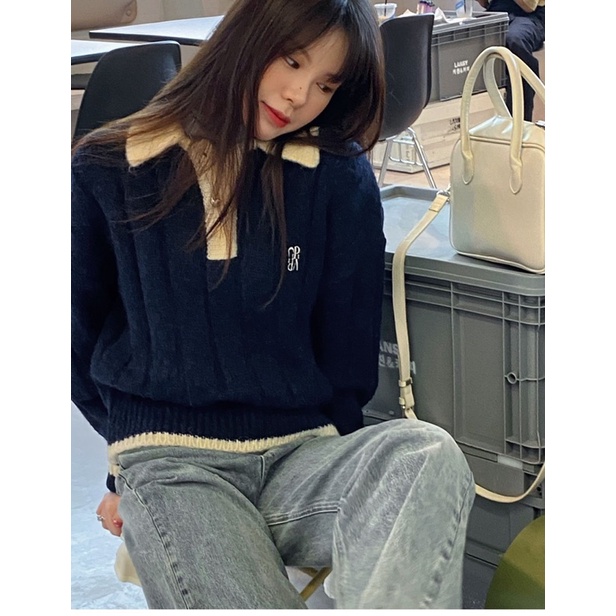 TKLIHN Áo len Ulzzang polo phong cách JENNIE BLACKPINK 2022 HOT TREND
