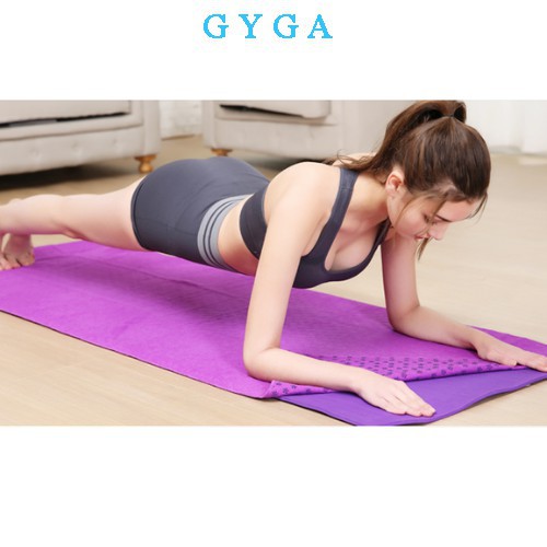 Khăn trải thảm yoga chống trơn trượt dầy mịn MICROFIBER thấm hút mô hôi cao cấp tặng túi đựng G-Sports