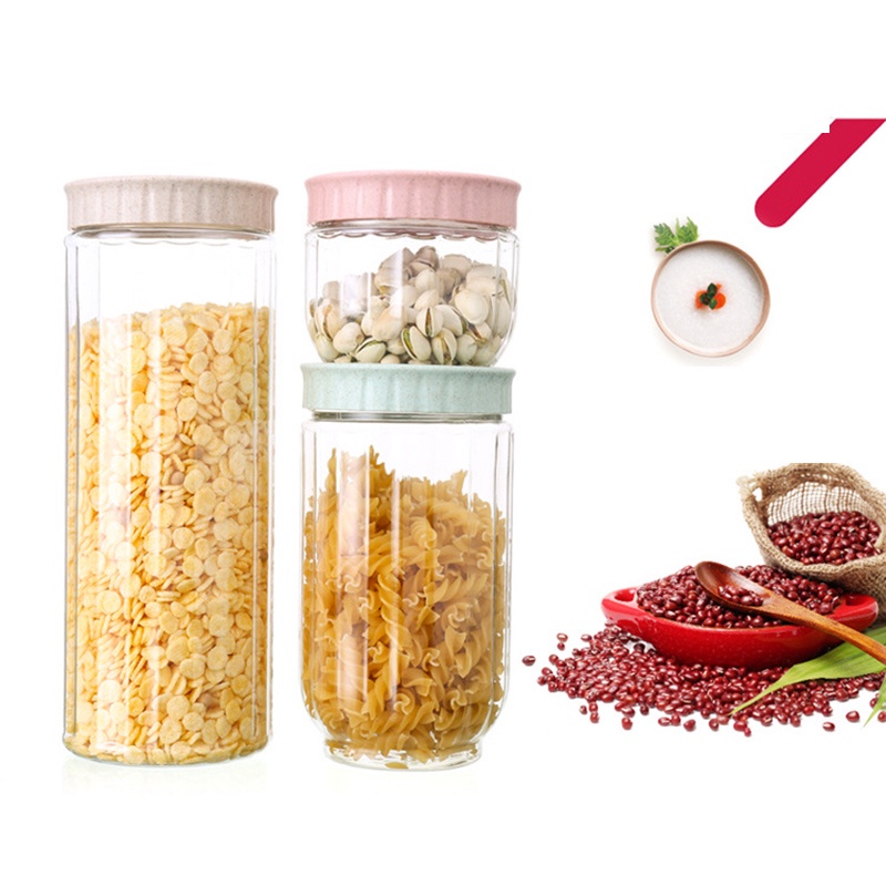 Hộp đựng bảo quản thực ăn khô/ngũ cốc bằng nhựa trong suốt tiện dụng