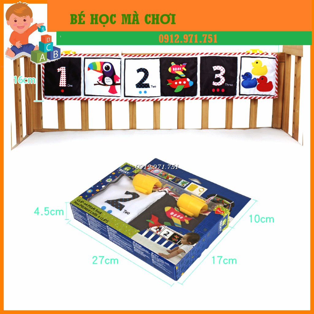 Sách vải quây nôi cũi 2 mặt đen trắng và màu sắc _kích thích phát triển thị giác cho bé