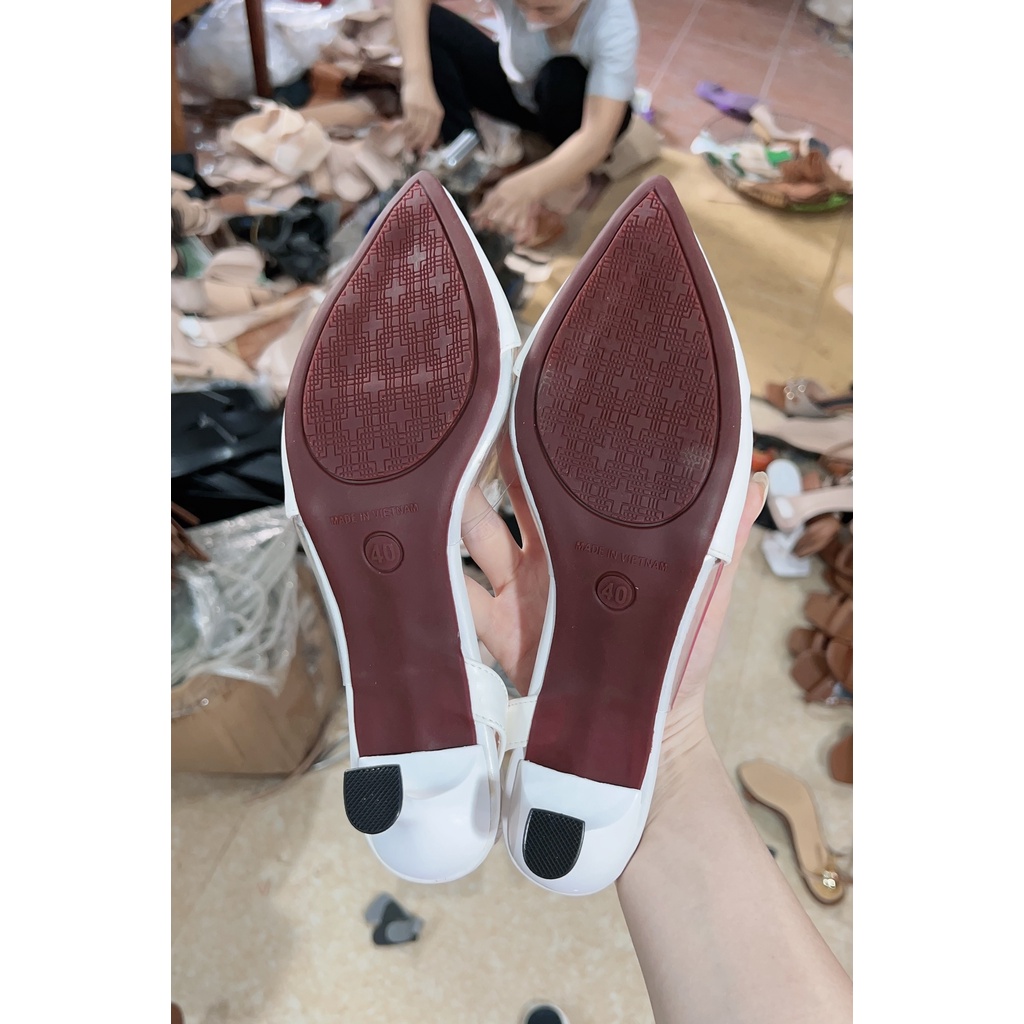 Giày sandal cao gót bít mũi gót nhọn 6P phối Meka xinh xắn Giày Bánh Bèo mã CGTuyetMua