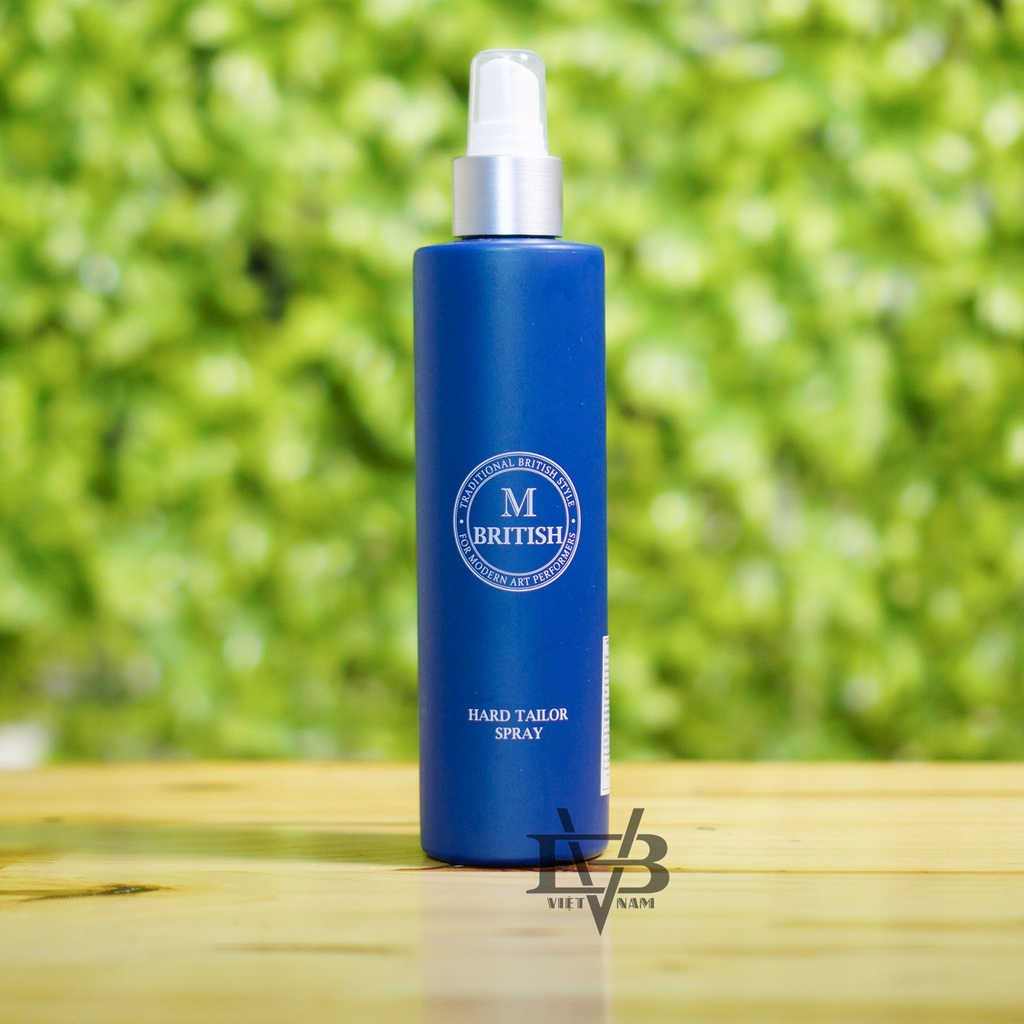 Gôm xịt tóc BRITISH M Hard Tailor Spray - Không nặng tóc, tạo kiểu tóc dàng cho nam nữ BRITISH M Hard Tailor Spray 250ml