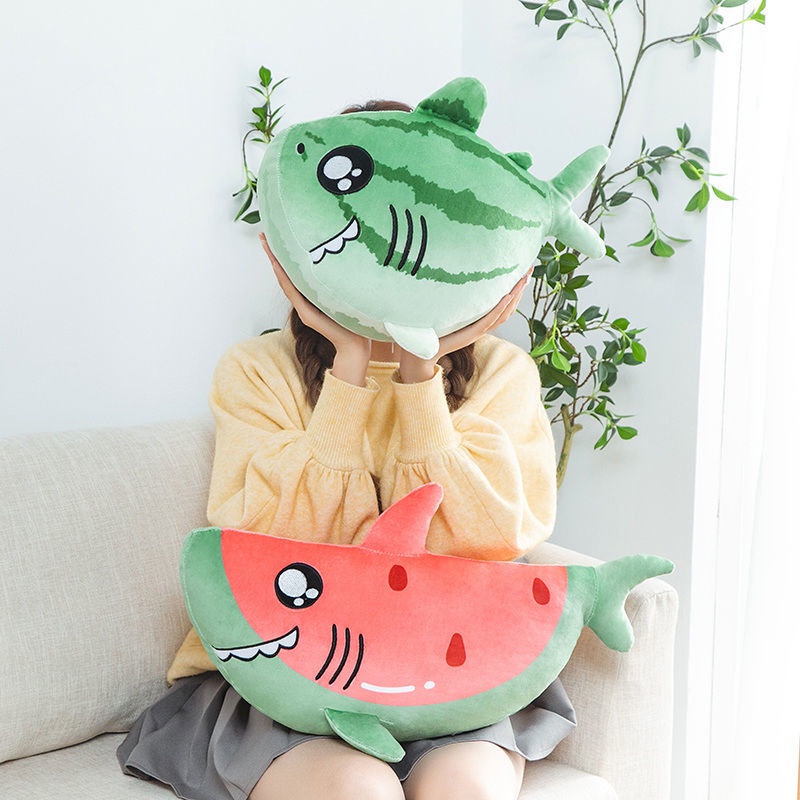 Gối Ôm Nhồi Bông Hình Dưa Hấu/Cá Mập Dễ Thương Chất Lượng Cao Dùng Làm Quà Tặng Sinh Nhật Cho Bé