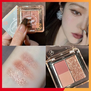 Bảng Phấn Mắt Bắt Sáng Hello Style 3 Màu Nhũ Lì Lấp Lánh Chính Hãng