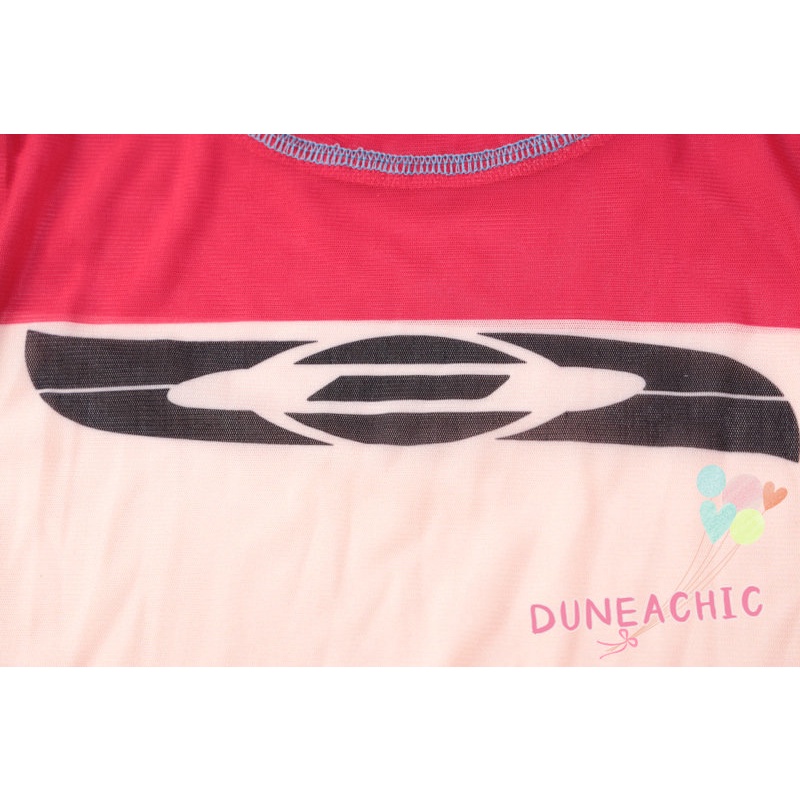 DUNEA Áo Thun Tay Dài Phối Lưới Xuyên Thấu In Họa Tiết Thời Trang Cho Nữ