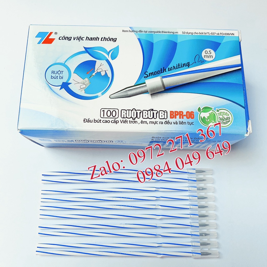 Combo 10 Ruột bút bi 0.7mm BPR-08 - hoặc 10 Ruột bút bi 0.5mm BPR-06