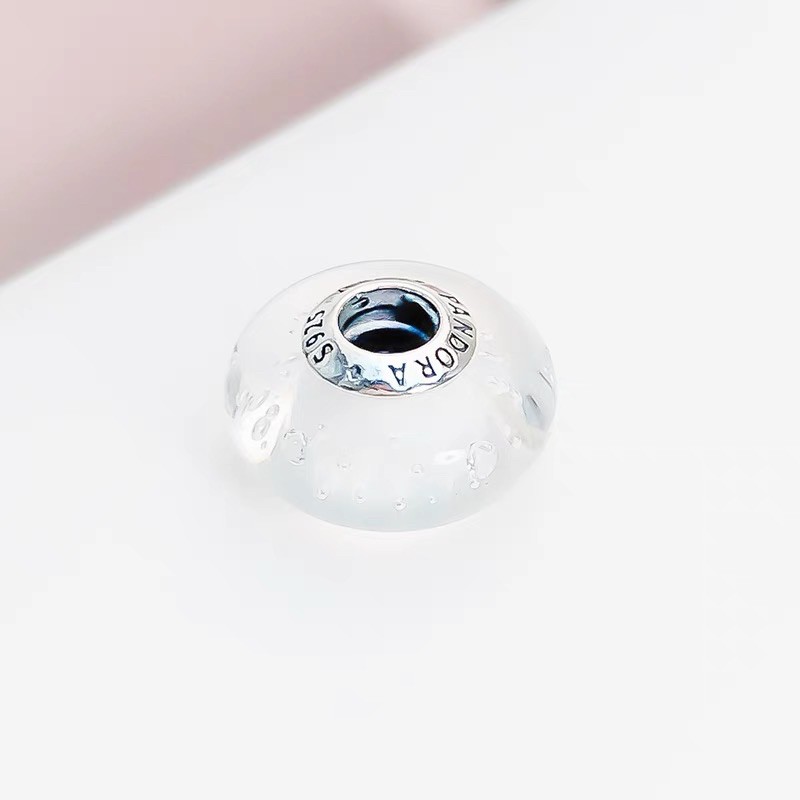 charm pan thuỷ tinh trắng bạc s925 cao cấp